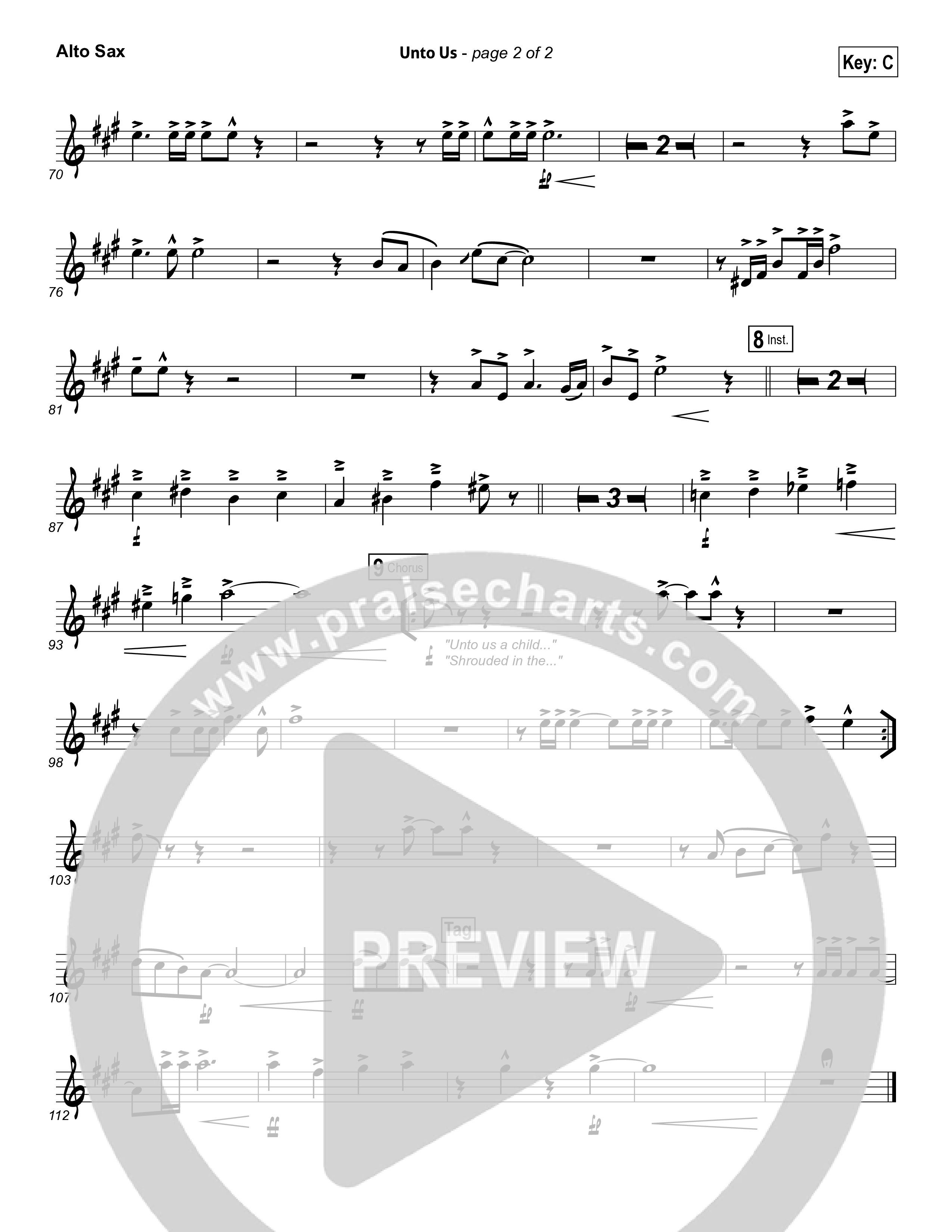Unto Us Alto Sax (Aaron Shust)