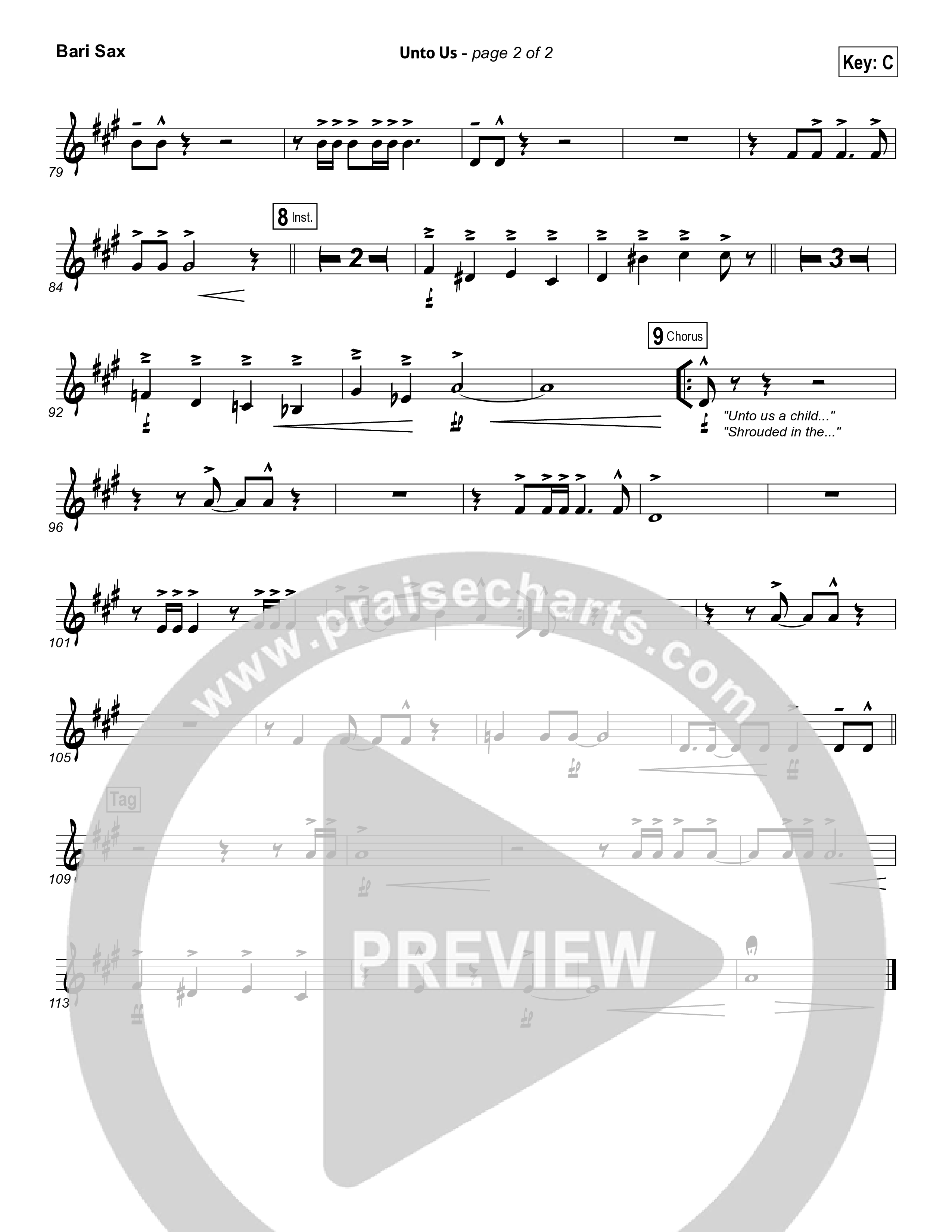 Unto Us Bari Sax (Aaron Shust)