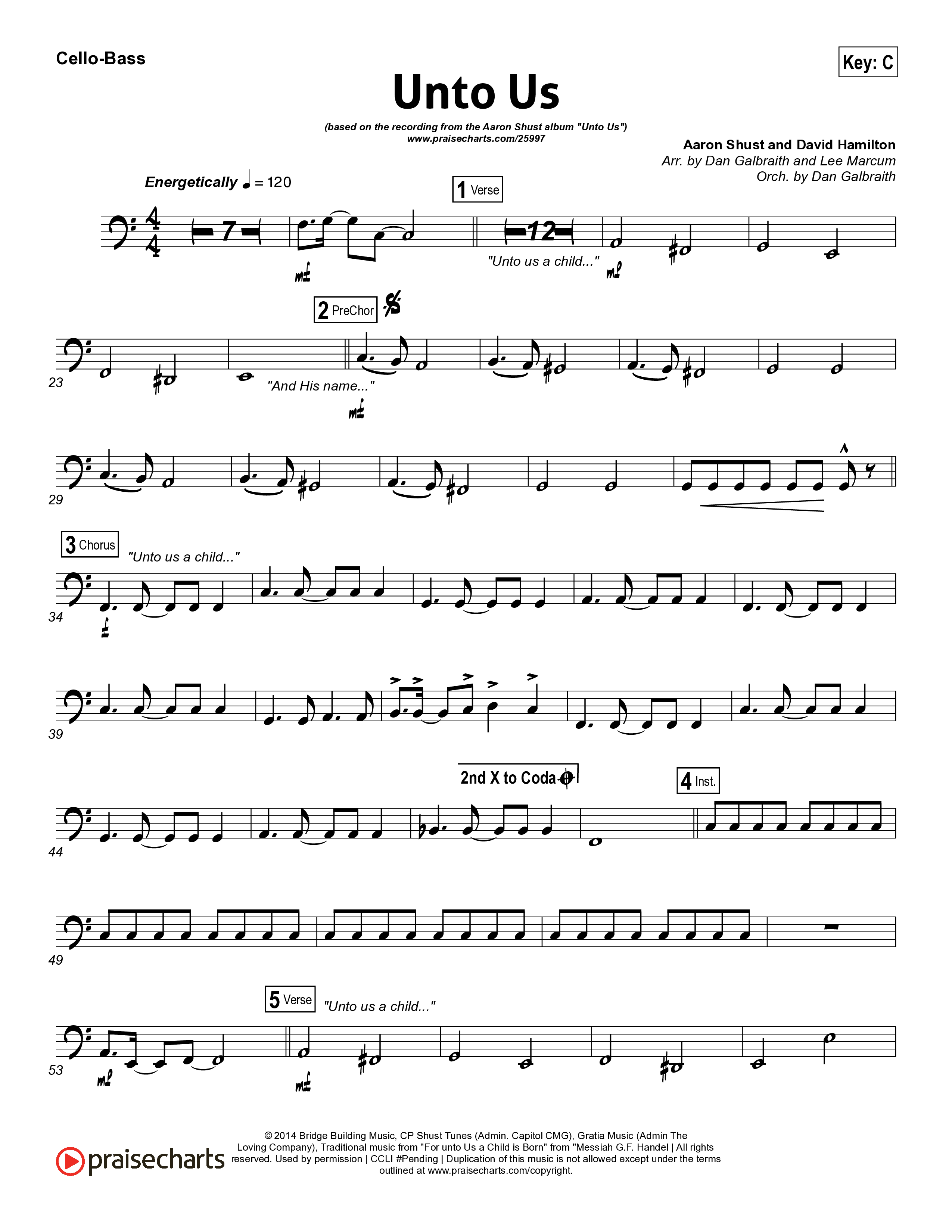 Unto Us Cello/Bass (Aaron Shust)