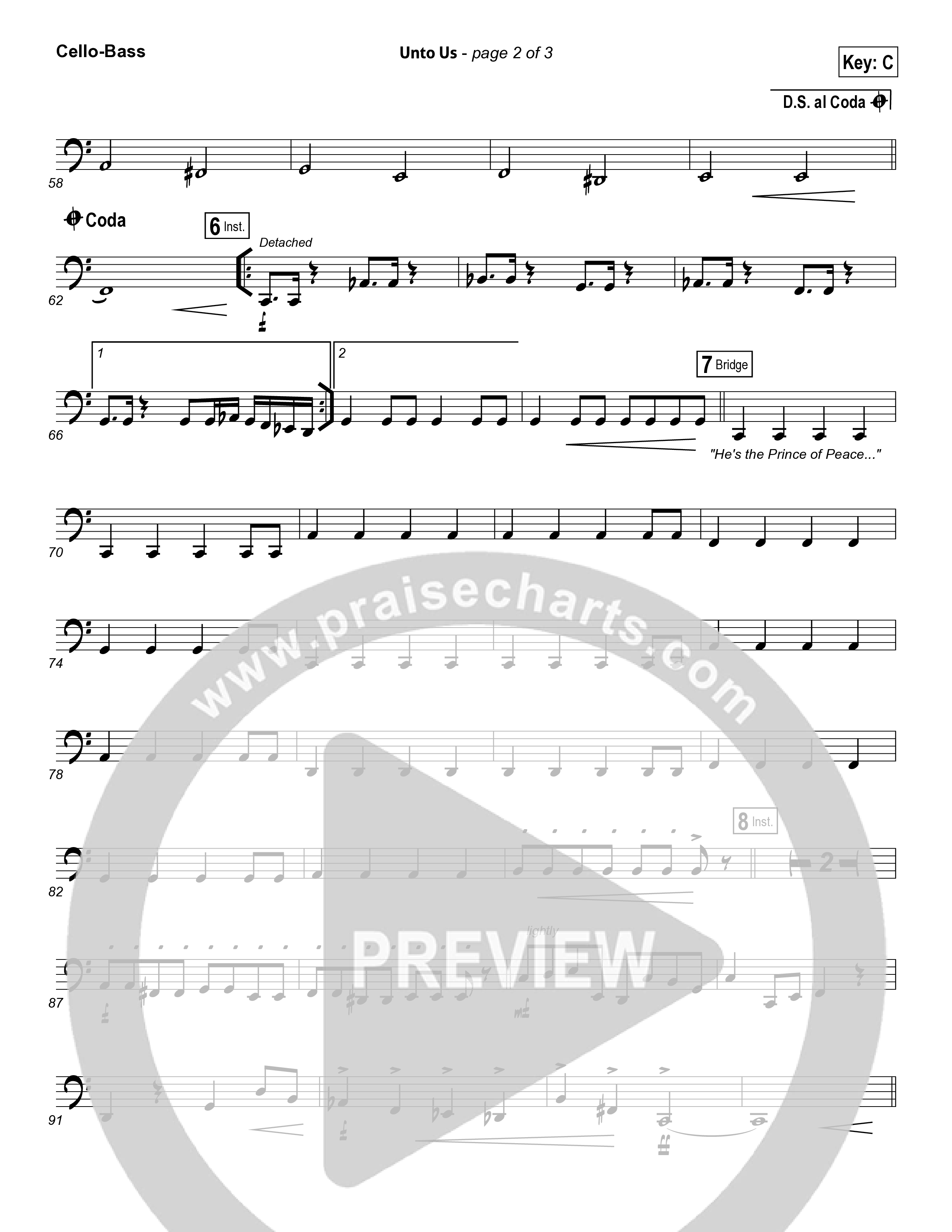 Unto Us Cello/Bass (Aaron Shust)