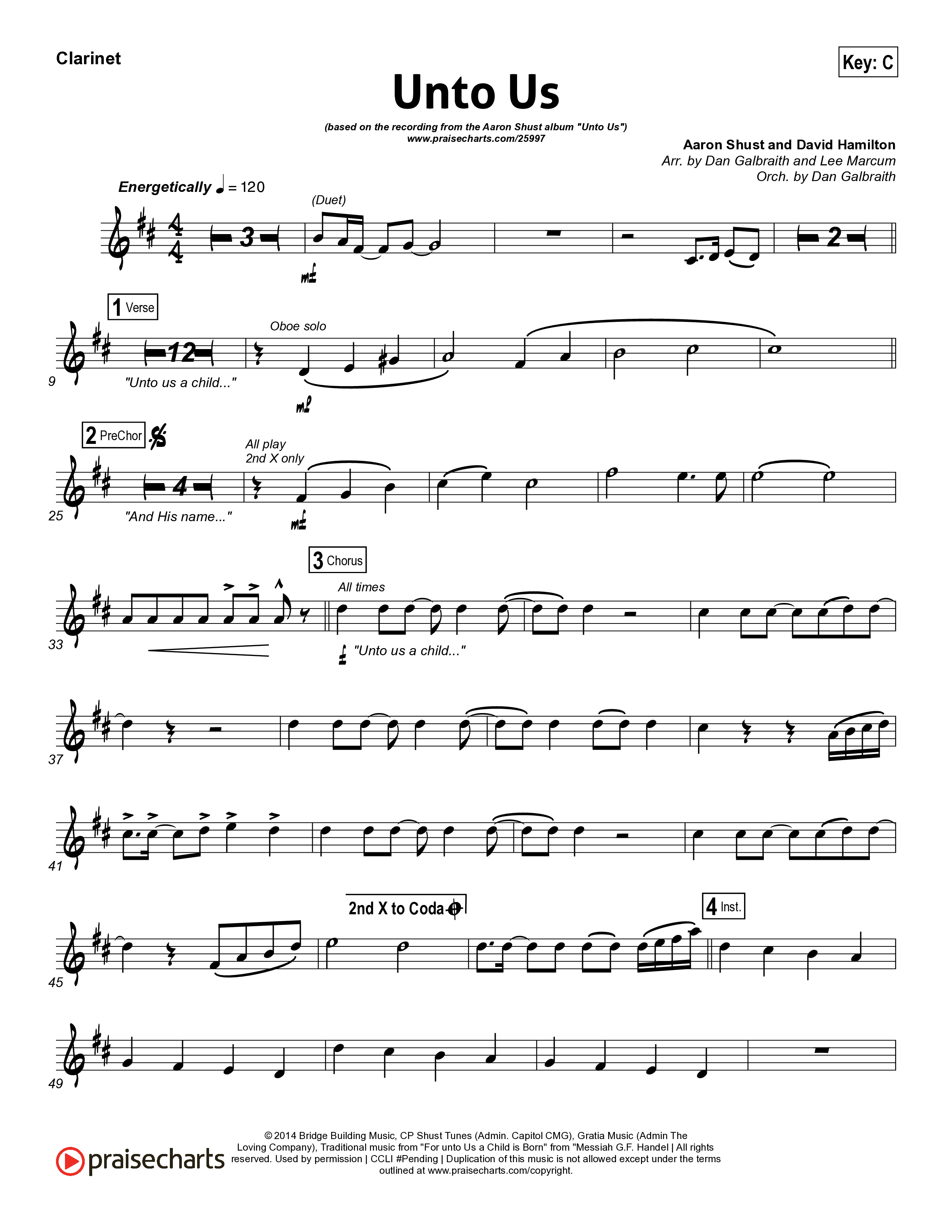 Unto Us Clarinet (Aaron Shust)