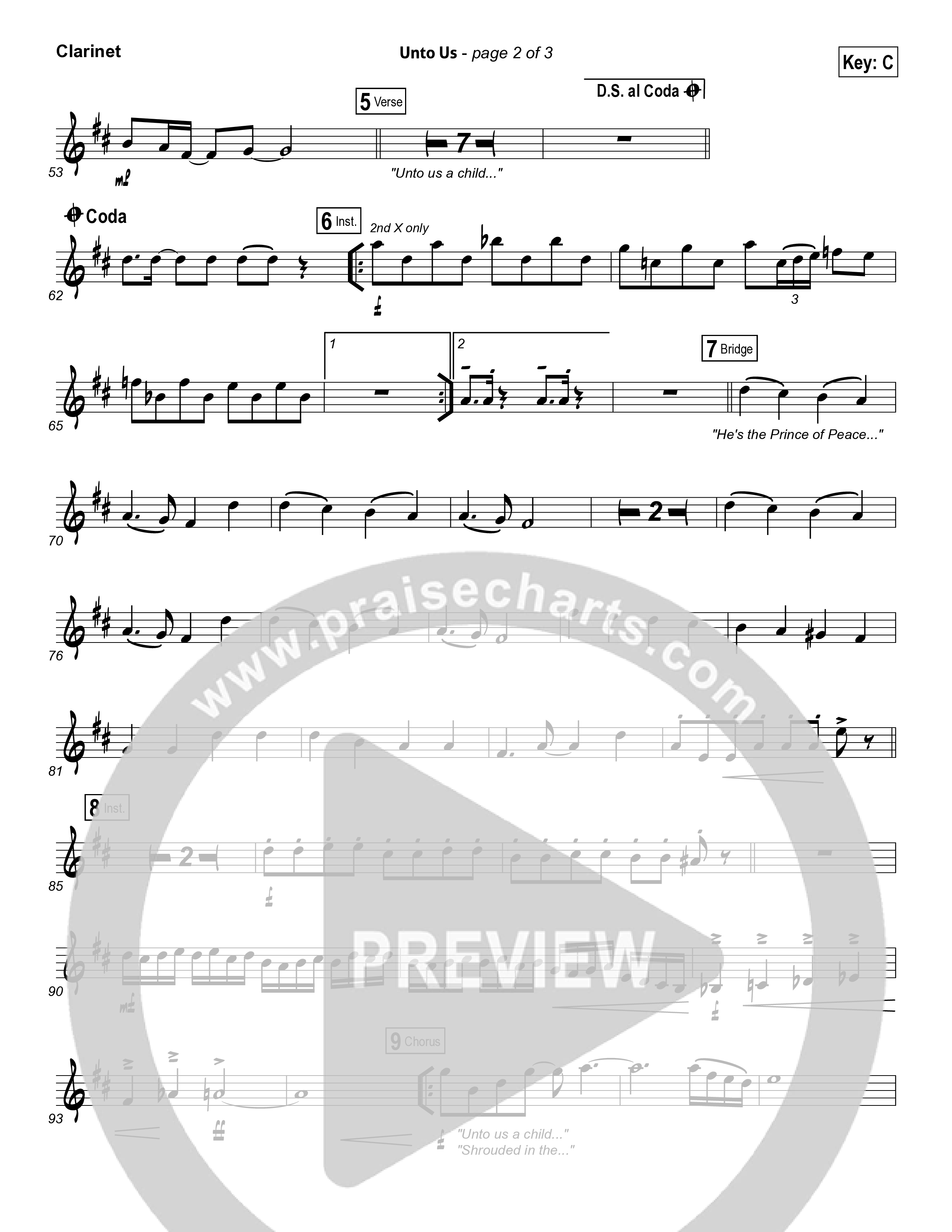 Unto Us Clarinet (Aaron Shust)