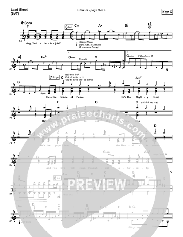 Unto Us Lead Sheet (SAT) (Aaron Shust)