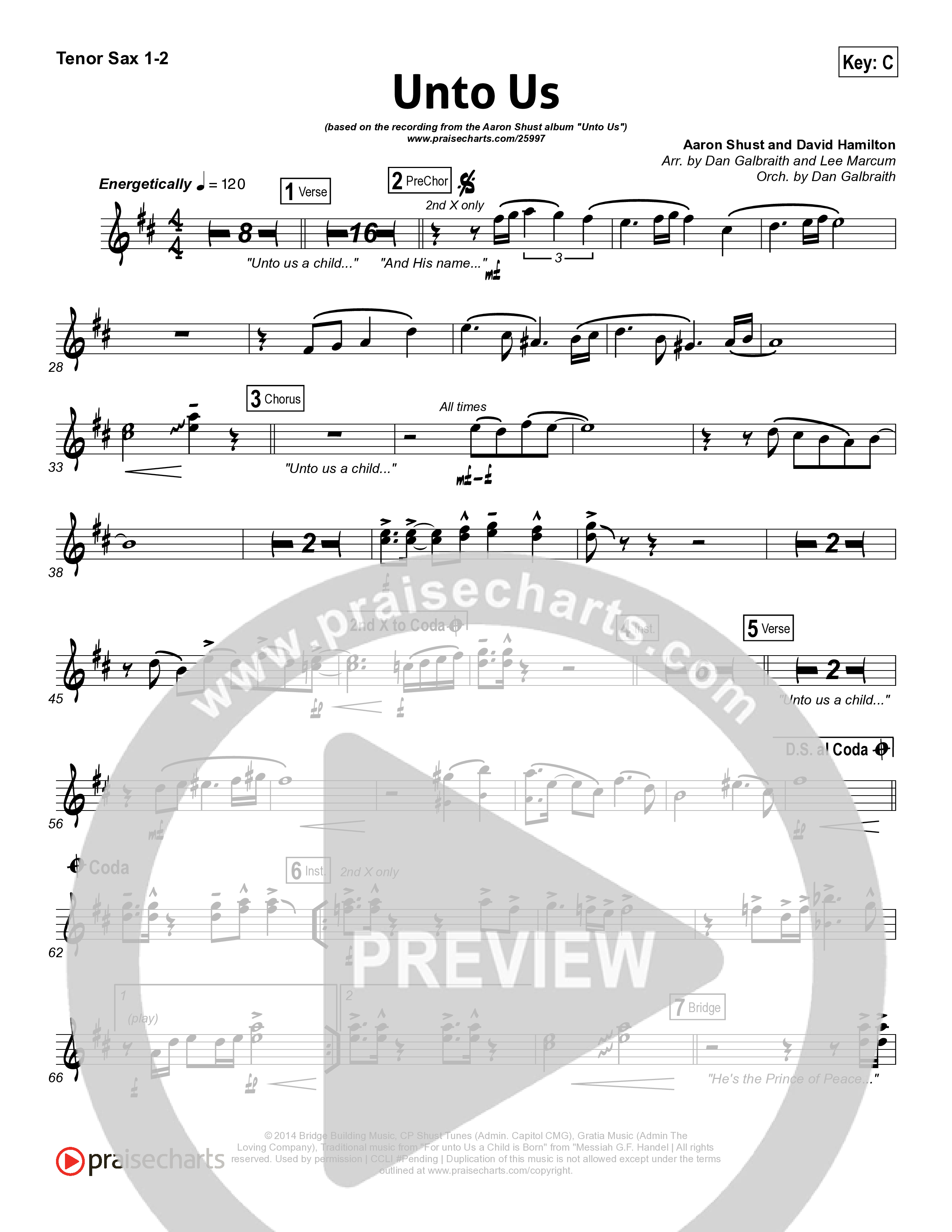 Unto Us Tenor Sax 1/2 (Aaron Shust)