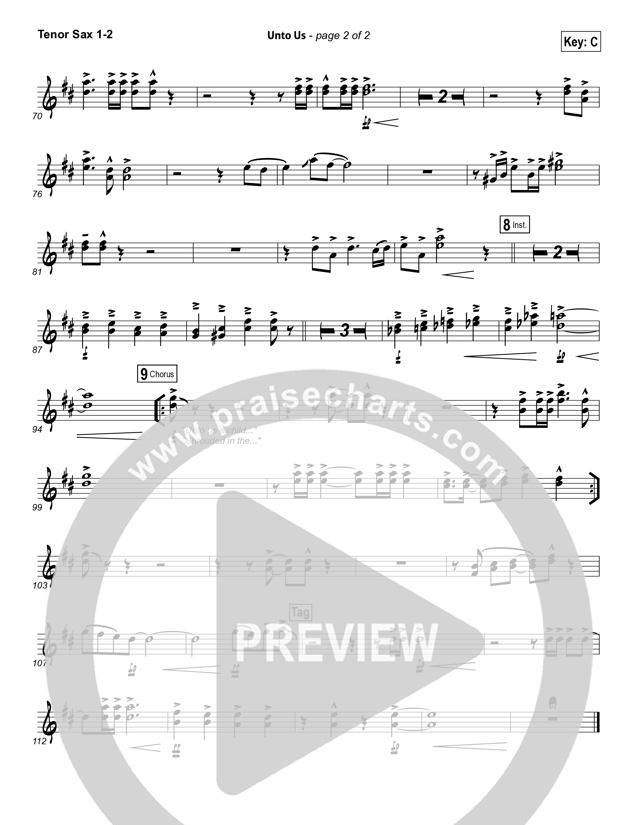 Unto Us Tenor Sax 1/2 (Aaron Shust)