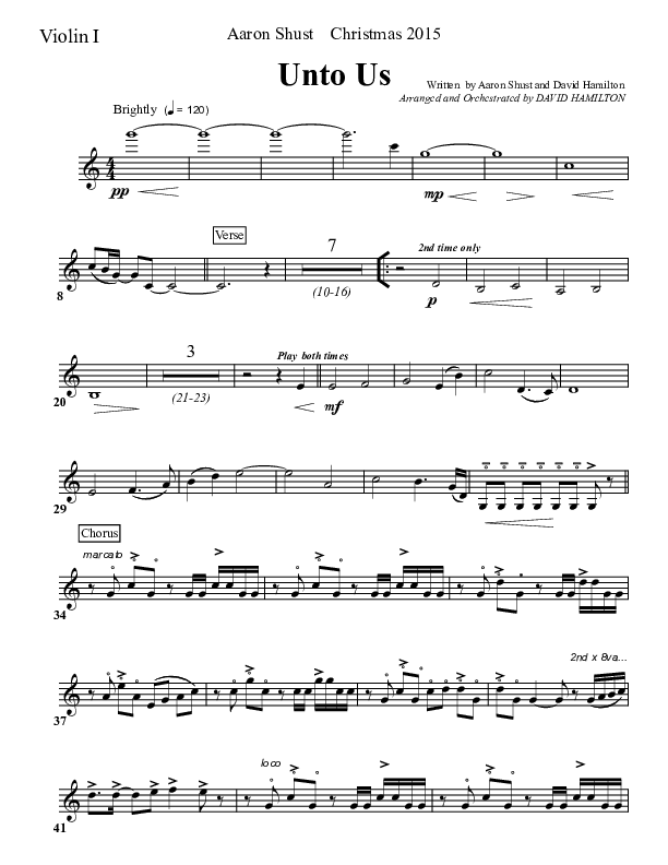 Unto Us Violin 1 (Aaron Shust)