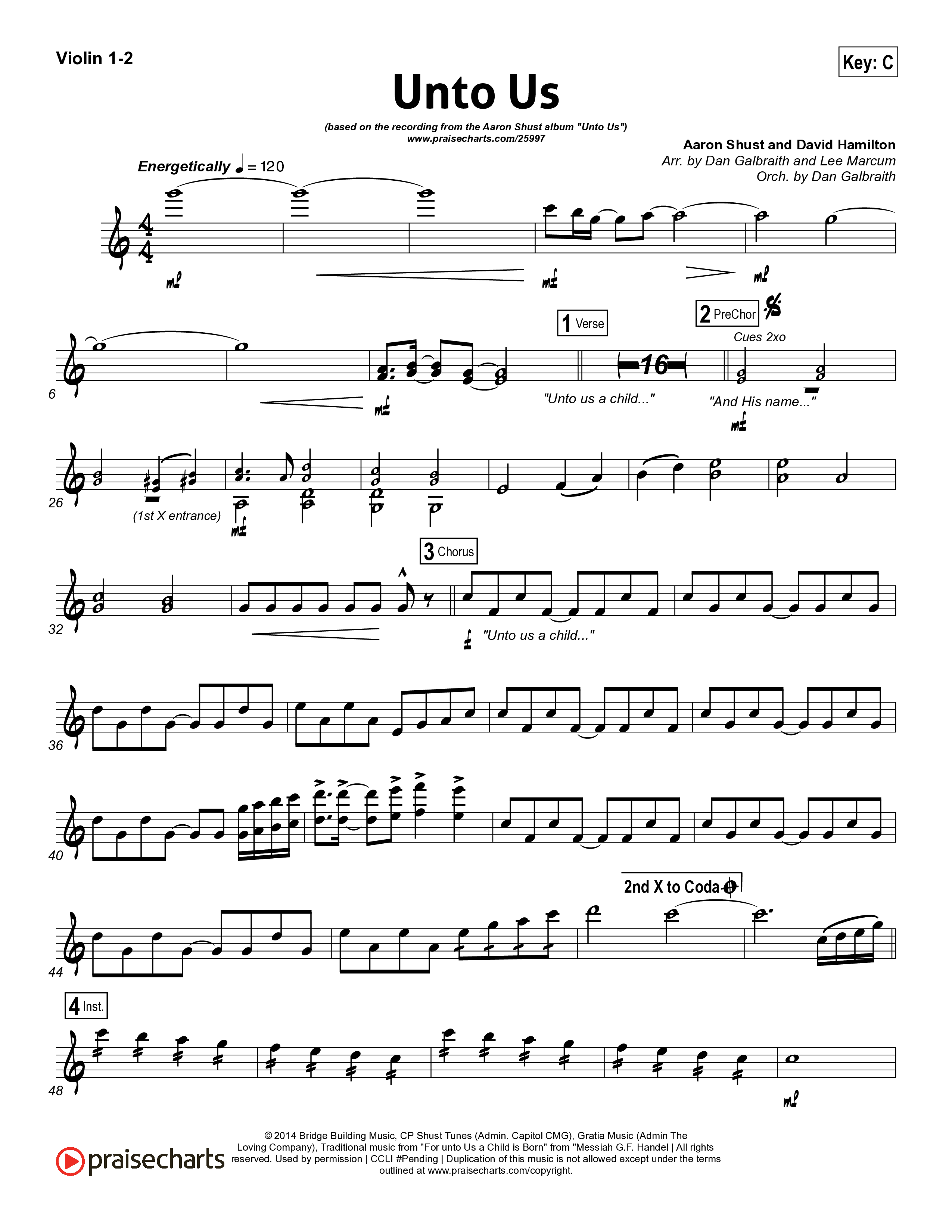 Unto Us Violin 1/2 (Aaron Shust)
