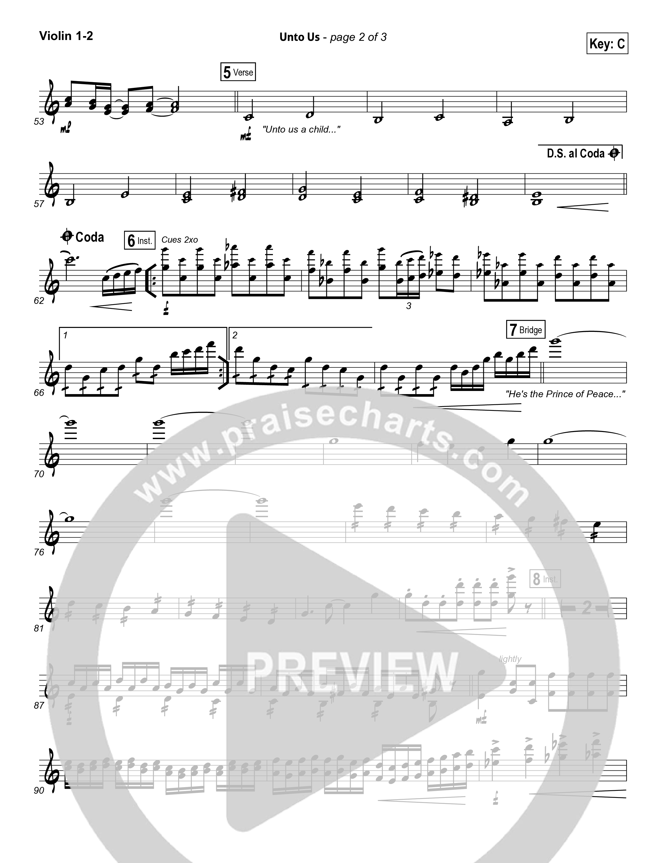 Unto Us Violin 1/2 (Aaron Shust)