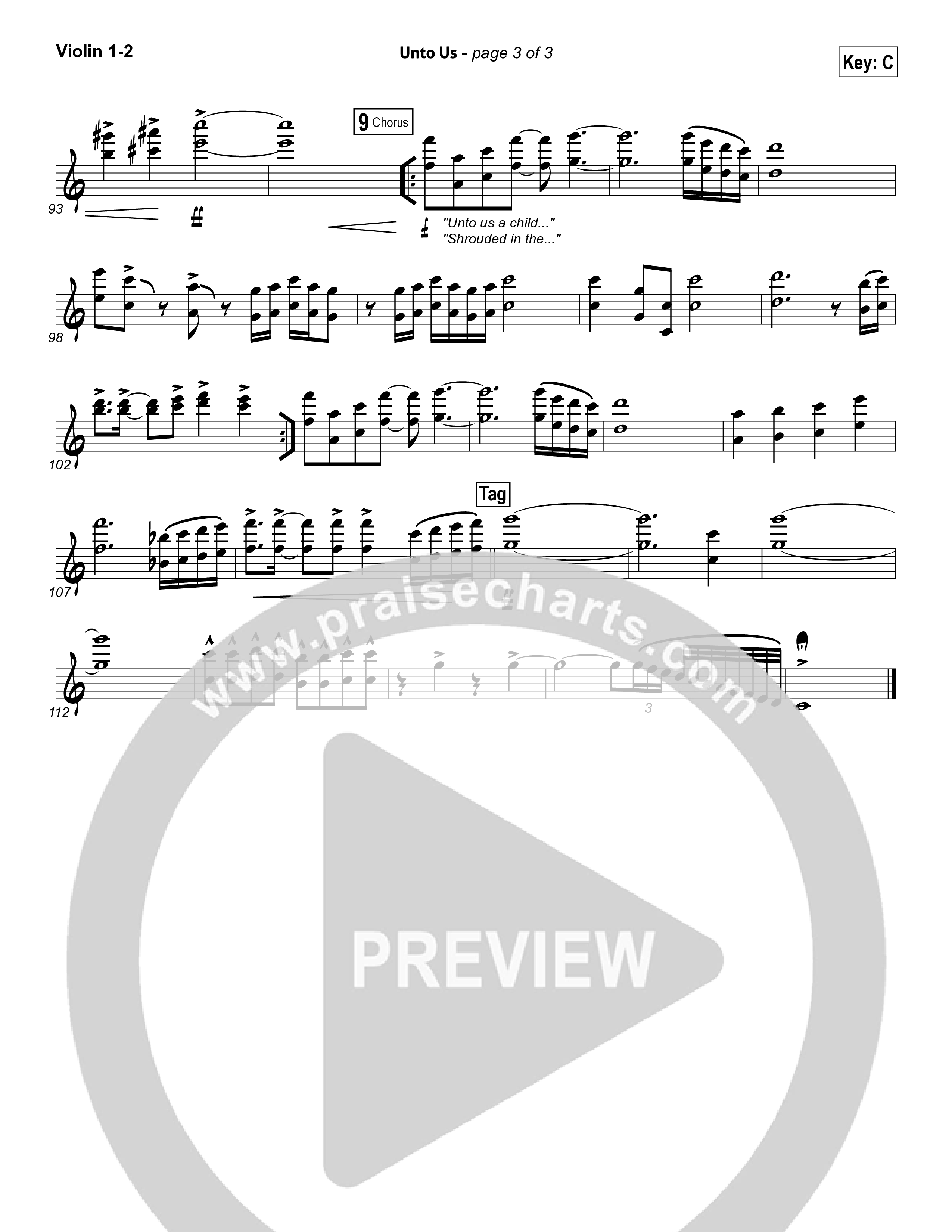 Unto Us Violin 1/2 (Aaron Shust)