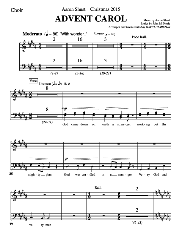 Advent Carol Choir Sheet (Aaron Shust)