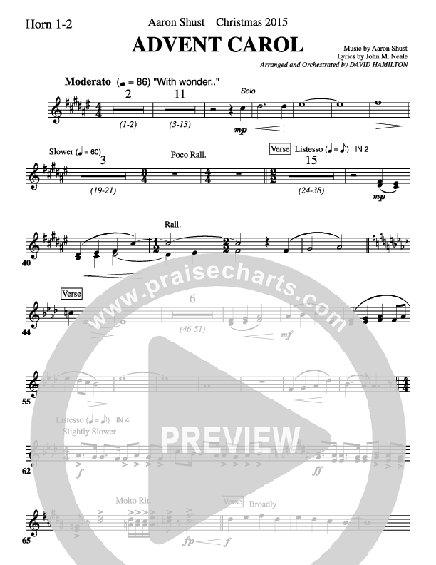 Advent Carol French Horn 1/2 (Aaron Shust)
