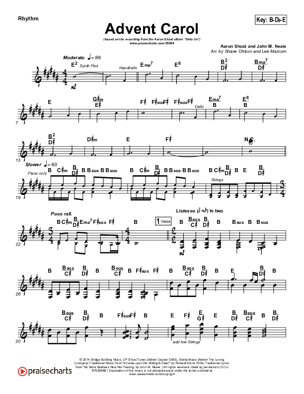 Advent Carol Rhythm Chart (Aaron Shust)