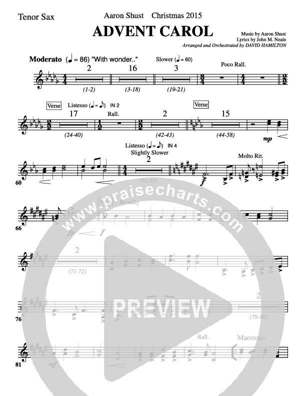 Advent Carol Tenor Sax 2 (Aaron Shust)