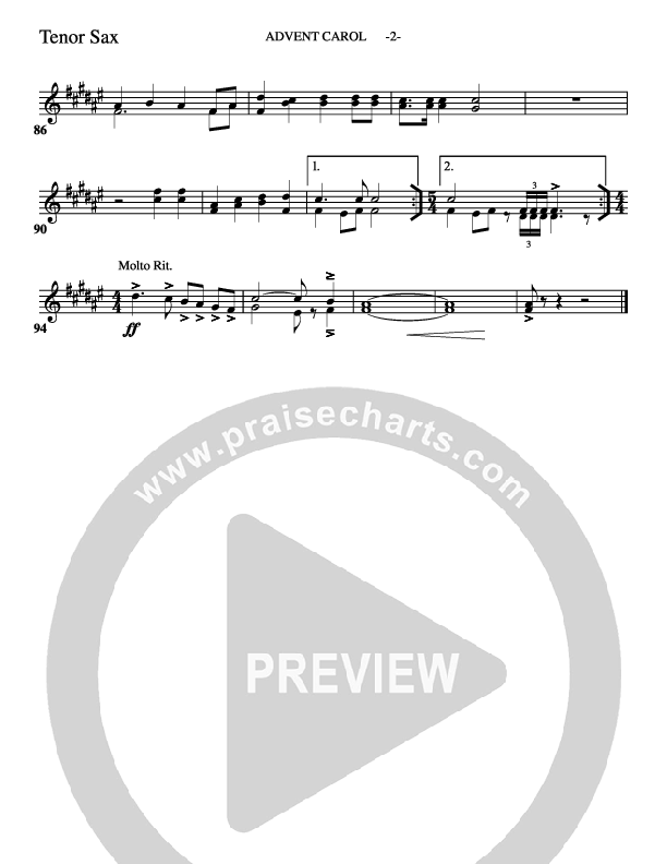 Advent Carol Tenor Sax 2 (Aaron Shust)