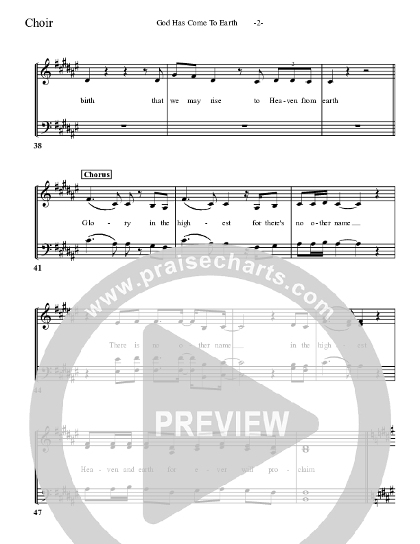 God Has Come To Earth Choir Sheet (Aaron Shust)