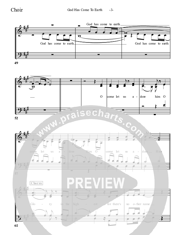 God Has Come To Earth Choir Sheet (Aaron Shust)