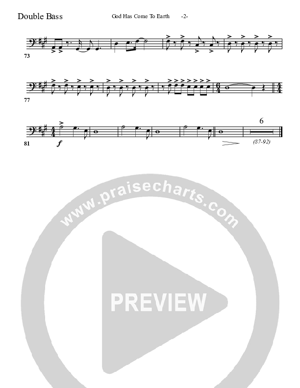 God Has Come To Earth Double Bass (Aaron Shust)