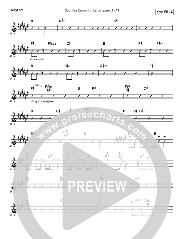 God Has Come To Earth Rhythm Chart (Aaron Shust)
