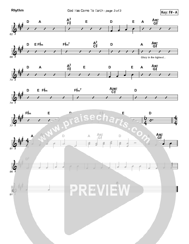 God Has Come To Earth Rhythm Chart (Aaron Shust)