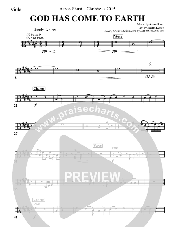 God Has Come To Earth Viola (Aaron Shust)