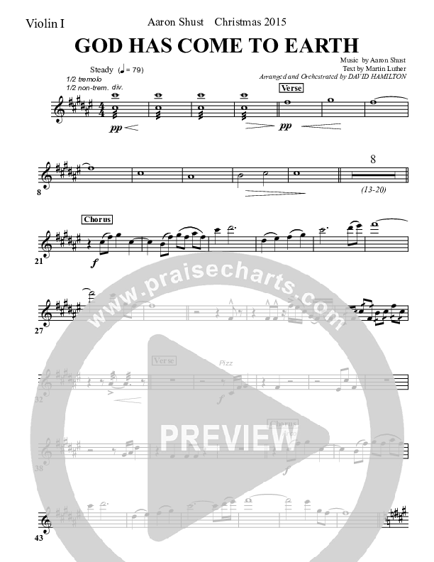 God Has Come To Earth Violin 1 (Aaron Shust)