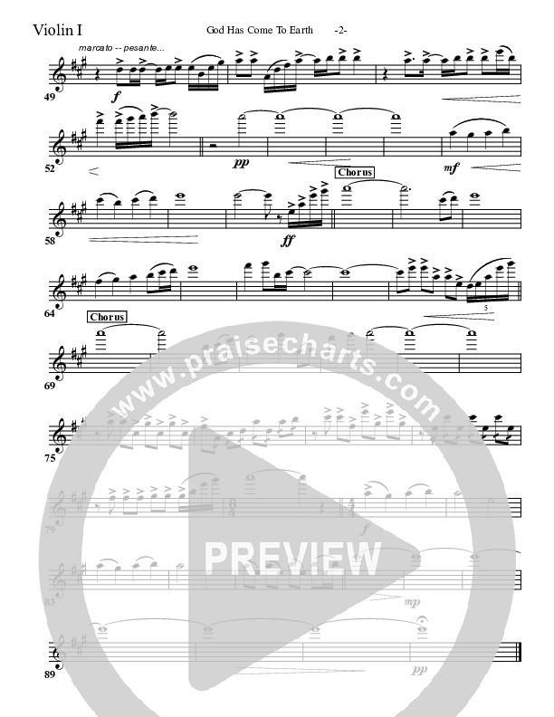 God Has Come To Earth Violin 1 (Aaron Shust)