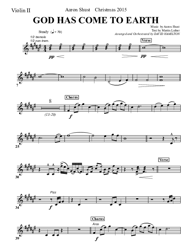 God Has Come To Earth Violin 2 (Aaron Shust)