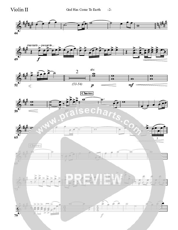 God Has Come To Earth Violin 2 (Aaron Shust)