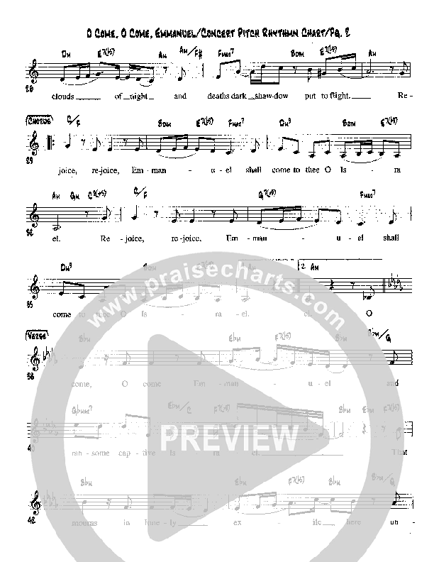 O Come O Come Emmanuel Lead Sheet (Martha Munizzi)