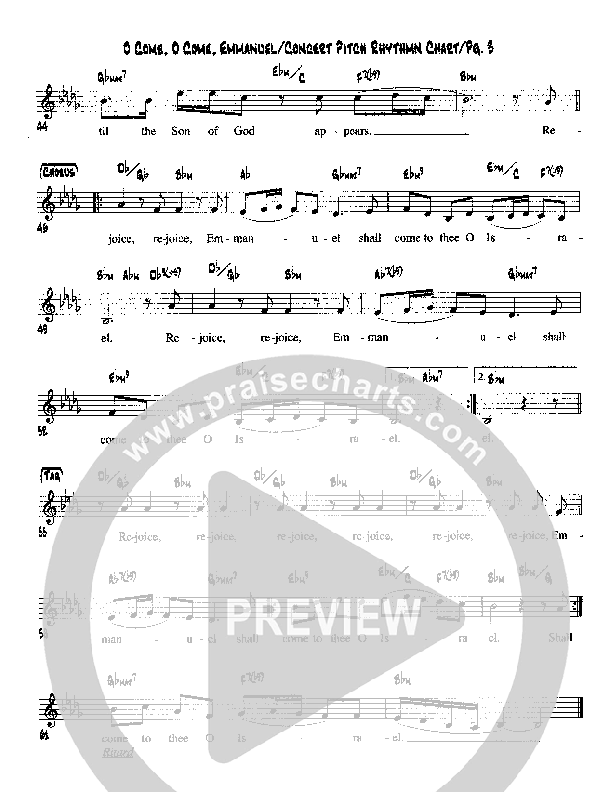 O Come O Come Emmanuel Lead Sheet (Martha Munizzi)