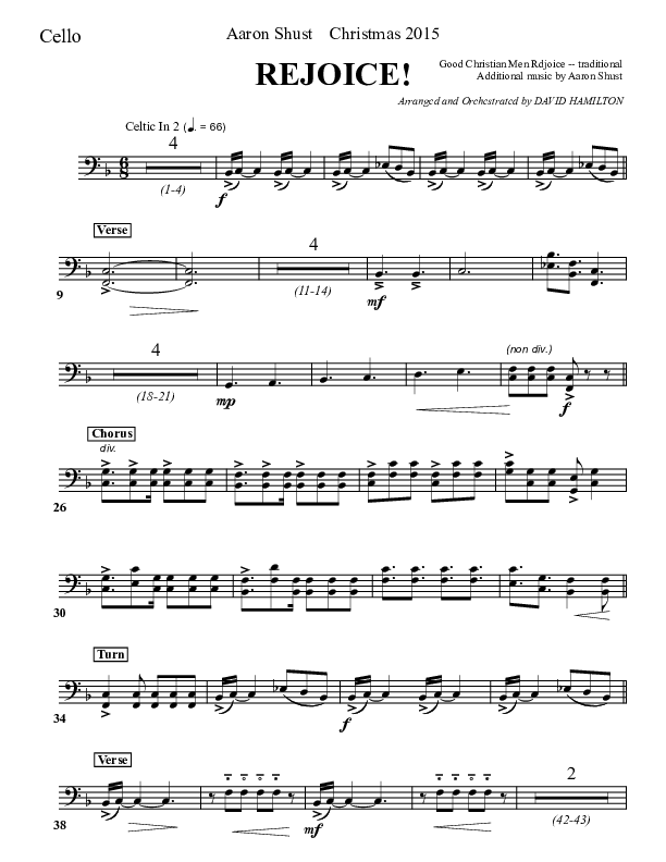 Rejoice Cello (Aaron Shust)