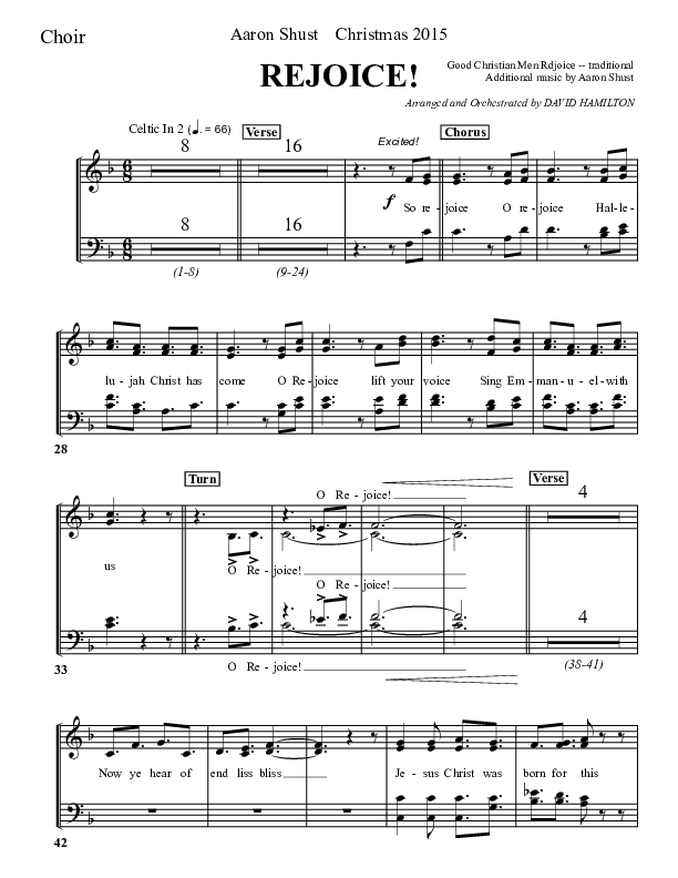 Rejoice Choir Sheet (Aaron Shust)