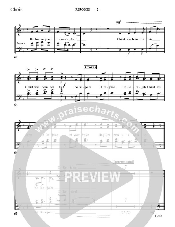 Rejoice Choir Sheet (Aaron Shust)