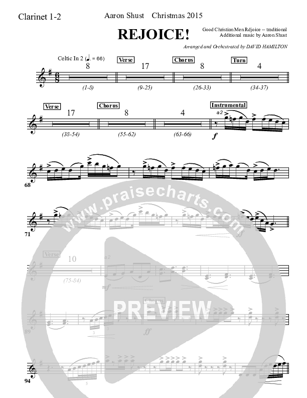 Rejoice Clarinet 1/2 (Aaron Shust)