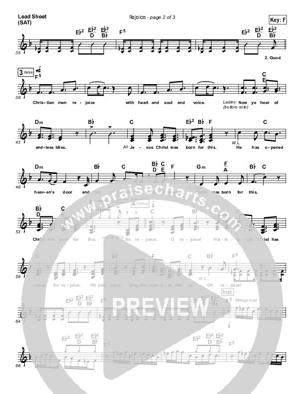 Rejoice Lead Sheet (SAT) (Aaron Shust)