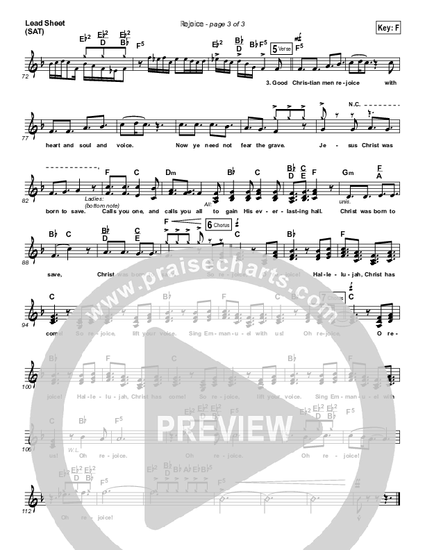 Rejoice Lead Sheet (SAT) (Aaron Shust)