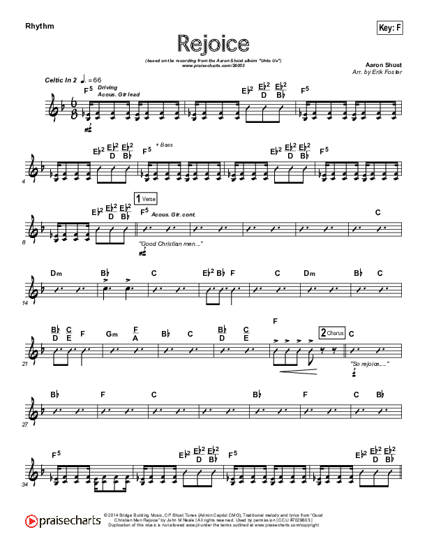 Rejoice Rhythm Chart (Aaron Shust)