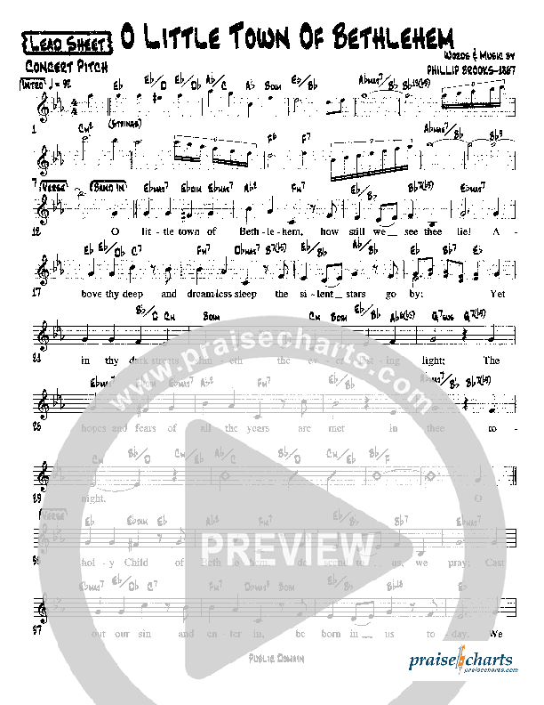 O Little Town Of Bethlehem Lead Sheet (Martha Munizzi)