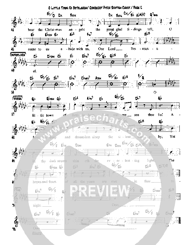 O Little Town Of Bethlehem Lead Sheet (Martha Munizzi)