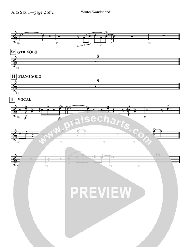 Winter Wonderland  Alto Sax 1/2 (Ray Charles)