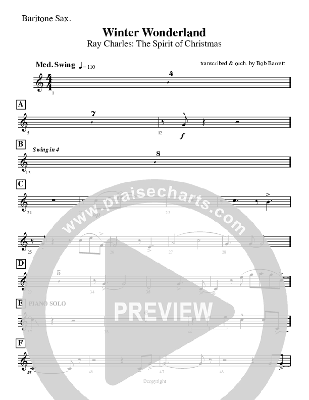 Winter Wonderland  Bari Sax (Ray Charles)