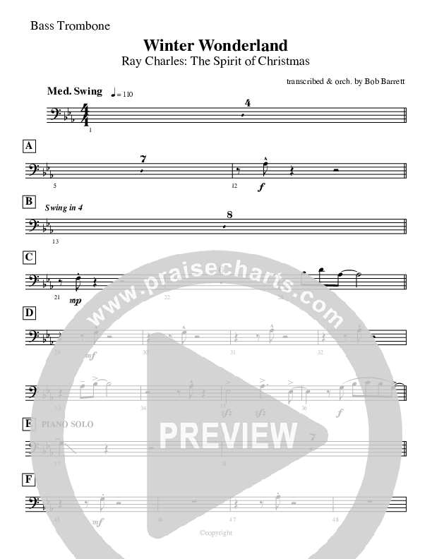 Winter Wonderland Bass Trombone (Ray Charles)