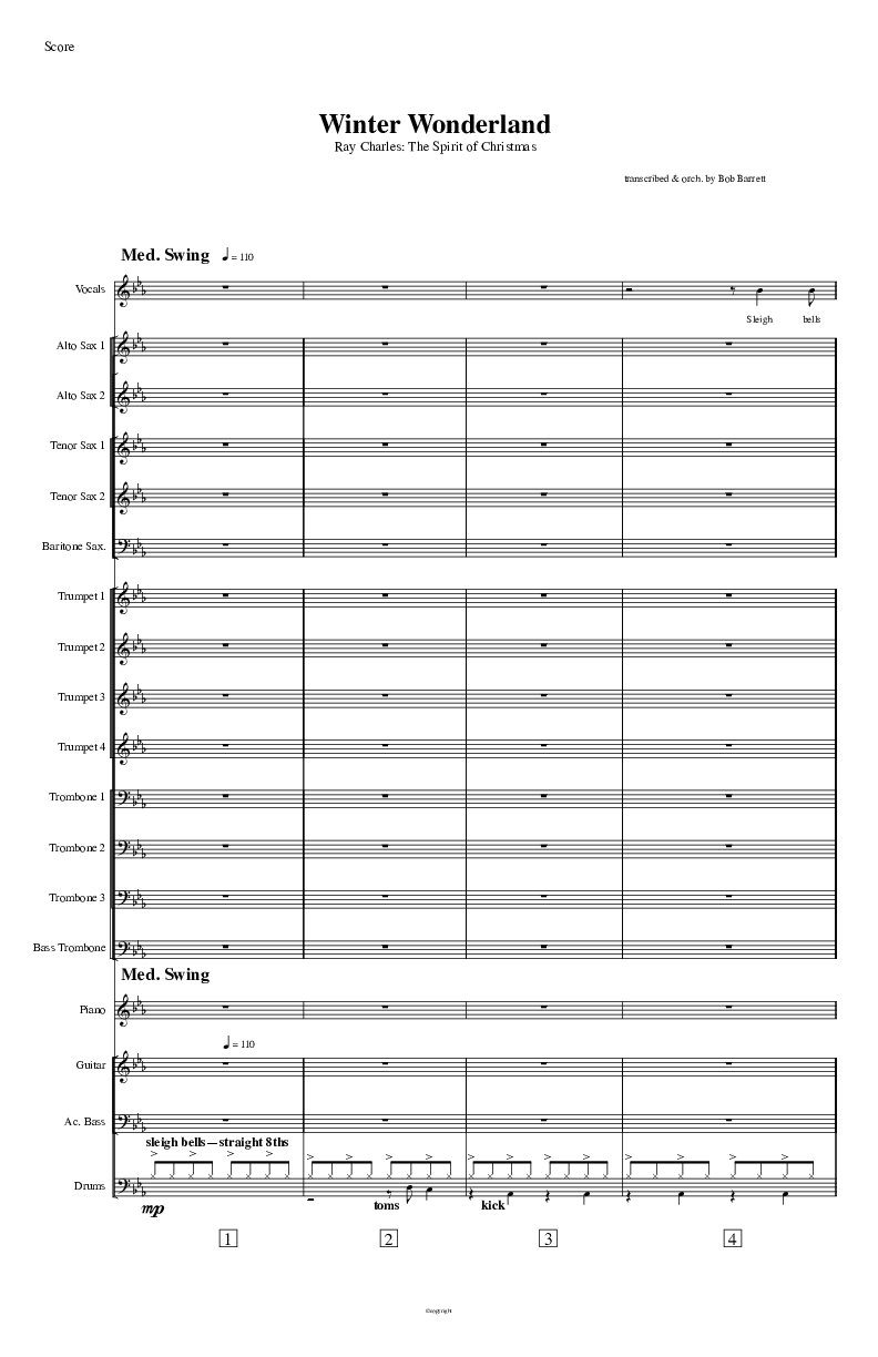 Winter Wonderland  Conductor's Score (Ray Charles)