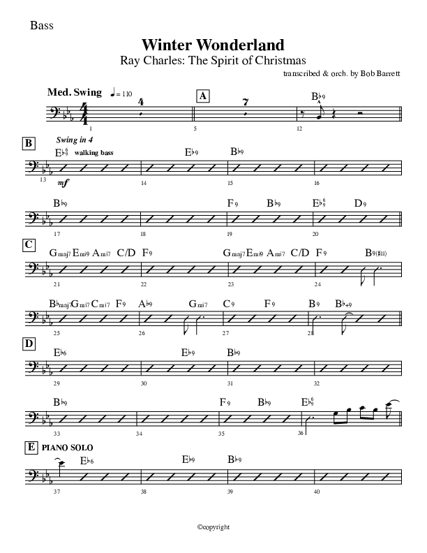 Winter Wonderland Double Bass (Ray Charles)