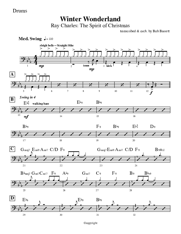Winter Wonderland  Drum Set (Ray Charles)