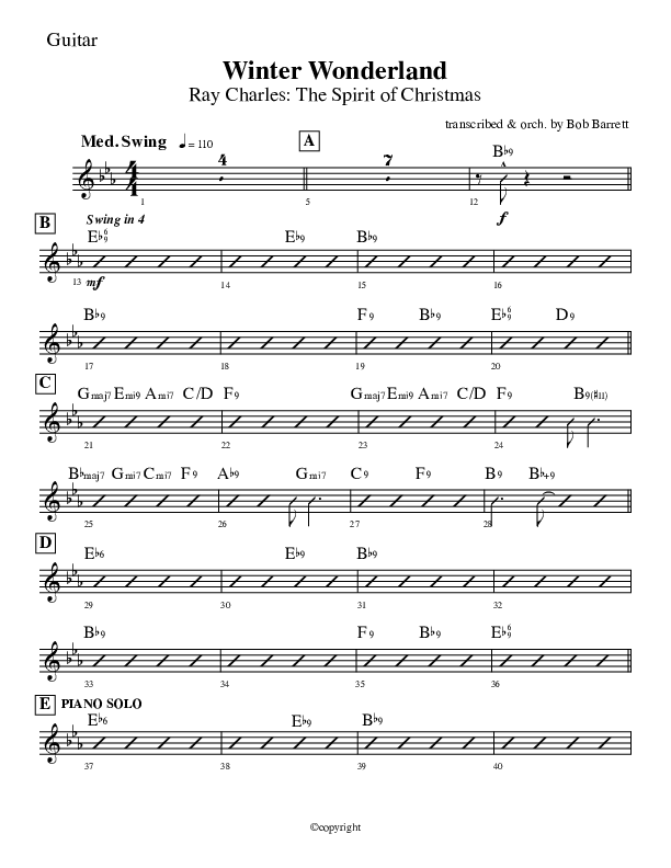 Winter Wonderland Guitar (Ray Charles)