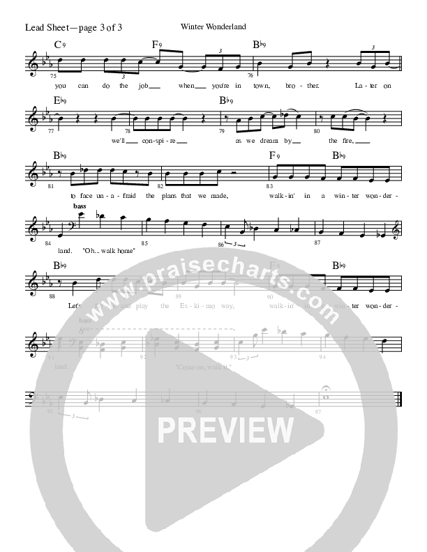 Winter Wonderland Lead Sheet (Ray Charles)