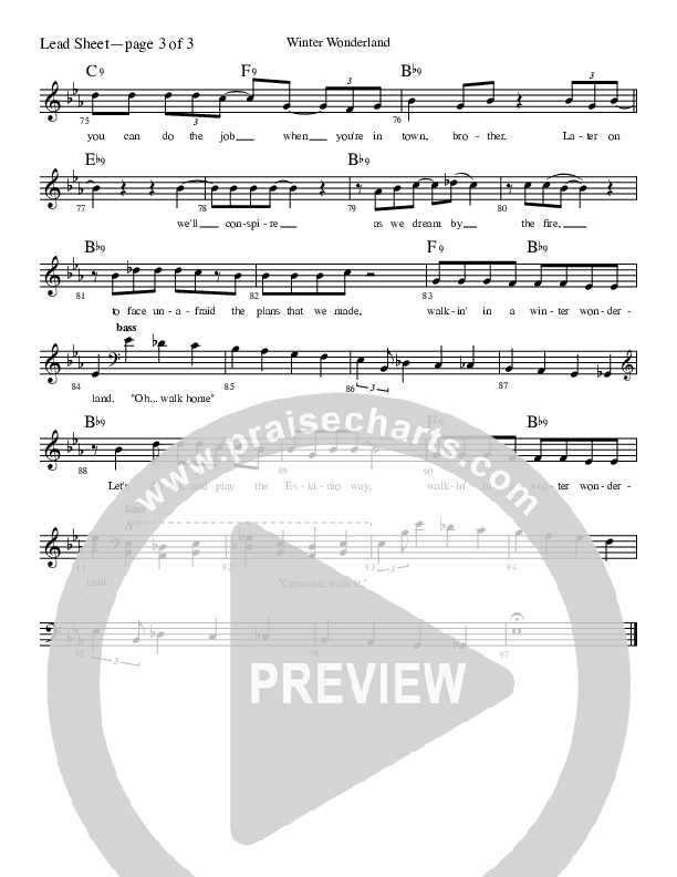 Winter Wonderland  Lead Sheet (Ray Charles)