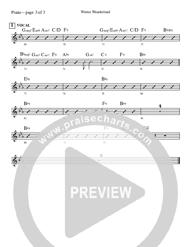 Winter Wonderland  Piano Sheet (Ray Charles)