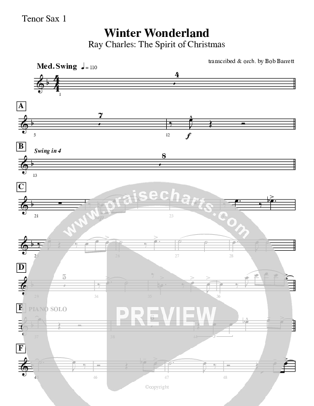 Winter Wonderland Tenor Sax 1 (Ray Charles)